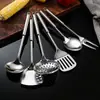Chef de Hotel Cocinando Utensilios de Cocina de Acero Inoxidable Cuchara para Gachas Casera Cuchara para Arroz Tenedor para Carne Juego de Seis Espátulas Sartén Antiadherente