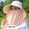 Sombrero de ala ancha para protección solar para mujer, Chal de protección solar UV de verano, Protección para cuello y cara, Sombrero de pescador, Sombrero de sol plegable