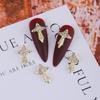 Acessórios de Nail Art Estilo Menina Doce Cool Picante Cruz 3D Retro Metal Escuro Super Brilhante Zircônia Decoração de Unha Strass