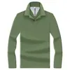 Camisa polo de manga larga para hombre de estilo business de alta gama, hecha de 100% algodón mercerizado, una camiseta casual de manga larga de color liso para hombres de mediana edad