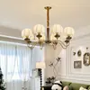 Lámpara de araña para sala de estar estilo antiguo medio con patrón de tela, lámpara para dormitorio, lámpara de comedor estilo retro americano, lámpara de araña para comedor estilo francés, estilo Nanyang