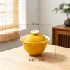 Nuevo soporte de cerámica para tetera de osmanthus pintado a mano, una bandeja de té pequeña y fresca de color amarillo anaranjado para uso doméstico, una mesita de té pequeña y accesorios para ceremony de té para servir té y bocadillos