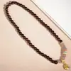 Pulsera Vintage de Doble Círculo con Estrella Dorada y Palo de Rosa, Pulsera de Secuoya para el Año de Nacimiento, Versátil Accesorio de Mano de Nuevo Estilo Chino, Pulsera de Madera DIY
