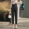 Pantalones de traje para mujer pantalones de traje de cintura alta pantalones de traje casuales de pierna ancha holgados adelgazantes nuevos de primavera y otoño pantalones harén cropped