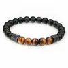 Comercio exterior activo en Europa y Estados Unidos, ágata esmerilada con circonita micropavé caliente, ojo de tigre, piedra ojo de tigre, pulsera de piedra ojo de tigre para hombres y mujeres, pulsera de 8 mm