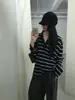 25% hilo de papel japonés/Nuevo estilo de otoño cuello Henry rayas manga larga camiseta básica estilo náutico ajuste ceñido top de punto