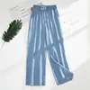 Pantalones de mezclilla Tencel de tiro real de pierna ancha para mujer 2025 Verano Nuevo Suelto Cintura alta Recto Dosificación Seda helada Pantalones casuales