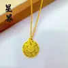 Colar com Pingente Redondo Cristais de Gelo Brilhantes Fortuna e Alegria Estilo Xiaohongshu Banhado a Ouro Atacado