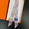 Bufanda de corbata estampada delgada de nuevo estilo para mujer, bufanda larga estrecha de seda estilo coreano para combinar con camisas, accesorio envolvente de moda