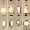 Lustre de sala de chá estilo Zen, pequeno lustre de cabeceira com estética estilo Song, nova luminária de sala de jantar retrô estilo chinês, luminária de ambiente em tecido para casa de temporada