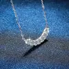 Colar com Pingente de Moissanita Cor D 1.4 Quilates Sete Fileiras Diamante Sorriso Simples S925 Prata Esterlina Colar Feminino Estilo Ins Feminino