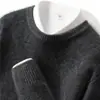 Suéter Grueso de Cachemira para Hombre Otoño e Invierno Pulóver de Cuello Redondo para Hombre Camiseta Base Color Sólido Simple Versátil Prendas de Punto Casuales