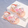 Sandalias de Cristal para Niñas 2025 Verano Nuevos Zapatos de Princesa Elsa para Niños Kuromi Niño Mediano a Grande Zapatos de Playa Molino de Viento