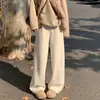 Pantalones Blancos de Pierna Ancha, Moda de Nuevo Estilo, Simples, Curvos, para Mujer, con Felpa Adicional, de Mayor Grosor, Cintura Alta, Casuales, Joggers, Pantalones Rectos Relajados