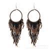 Pendientes de borlas con cuentas de arroz largas estilo étnico bohemio retro, joyería popular europea y americana, suministro transfronterizo para mujer