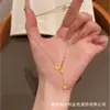 Nueva Tienda Dorada de Moda Mismo Estilo Popular en Xiaohongshu Collar con Borla de Flor Romántica Flor de Cerezo Cuentas de Disco Regalo para Novia