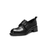 Zapatos de Cuero para Viajar de Piel de Oveja Lavada, Temporada Primavera 2026, Tacón Medio, Punta Redonda, Hebilla Cuadrada, Piel Genuina, Zapatos de Corte Bajo Individuales para Mujer