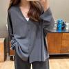 Cárdigan de seda fina con cuello en V para mujer, primavera y verano, nuevo estilo coreano, holgado, con protección solar, botones a juego, manga larga, tejido de punto