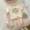 Nuevo Conjunto de Verano para Niñas Tongxingyuan, Elegante y de Moda, Delgado, Dibujos Animados, Lindo, Camiseta y Pantalones Cortos de Dos Piezas para Bebés