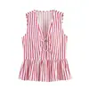 Atacado Fabricante de Roupas Femininas Transfronteiriço 2026 Aliexpress Mais Vendido Moda Blusa Listrada com Fivela de Nó