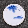 Posavasos de cerámica dorada pintado a mano, creativo portavasos de porcelana blanca dulce, juego de té con aislamiento térmico, accesorios para ceremonia del té de kung fu para el hogar