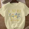 Camiseta Amarilla Clara con Estampado de Limones para Mujer - Manga Corta Cuello Redondo