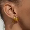 Pendientes Cuadrados de Sábana Fruncida Transfronterizos Europeos y Americanos Chapados en Oro de 18 Quilates Pendientes de Hoja Retorcida Geométricos Pendientes Irregulares