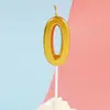 Vela Digital Topper para Bolo de Primeiro Aniversário Curva Independente Dourada Haste Longa Embalada Mesa de Sobremesa Incenso