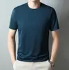 Camiseta Masculina Gola Careca Manga Curta Sem Costura Cor Sólida Verão Casual Versátil Top Pai Atacado Transfronteiriço