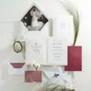 Lujosas Invitaciones de Boda Huecas con Relieve 3D, Tarjetas de Papel de Algodón Blanco, Set de Invitación de Boda Estilo Occidental Floral