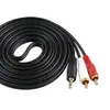 Cabo de áudio para computador 1 para 2, de 3,5 mm para RCA duplo de 3,5 mm, cabo de áudio para alto-falante de 1,5 a 20 m