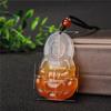 Ágata Masculino Guanyin Buda Pingente Jade Jade Transferência Gelo Calcedônia Simples Colar Feminino Casal Par