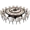 Mesa de Jantar Elétrica de Mármore para 18 Pessoas, Nova Mesa Redonda Grande de Madeira Maciça com Tampo de Rocha Estilo Chinês Moderno, Especial para Hot Pot em Clubes