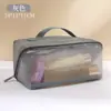 Bolsa de malla para maquillaje de gran capacidad personalizable con logo, neceser transparente minimalista, organizador de cosméticos, bolsa de aseo de viaje