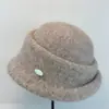 Sombrero de Cubo Estilo Hepburn con Ala Enrollada para Mujer, Cálido de Otoño e Invierno, Elegante, Gama Alta, Vintage, Sombrero de Pescador Plisado