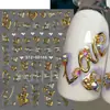 Pegatinas de Arte para Uñas Nuevas Transfronterizas Día de San Valentín Lámina de Oro Espejo Corazón Hueco Repujado 5D Adhesivas Pegatinas para Uñas Venta al por Mayor