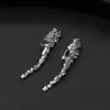 Brincos Longos Europeus e Americanos de Diamante com Borla de Zircônia Moda Jantar Palco Casamento Acessórios Brincos de Gota Atacado