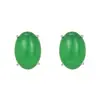Pendientes de calcedonia, pendientes geométricos simples con cabujón ovalado de calcedonia verde, nuevos pendientes de estilo chino de lujo ligero para primavera-verano