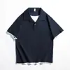 Camisa Polo masculina de manga curta estilo retrô americano, camiseta moderna de verão com corte solto, top casual masculino de meia manga