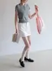 Camisa de Punto Manga Corta Cuello Polo Estilo Alta Inteligencia Eggea, Verano Fina Casual Ajustada Versátil Top de Manga Raglán
