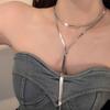 2024 Acero Inoxidable Super Larga Deslizante Collar para Mujer Nicho Diseño de Lujo Ligero Cadena de Hueso de Serpiente Cadena de Collar Simple Versátil G