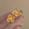 Brincos de diamante com flor de metal fosco, brincos femininos simples, doces, requintados, elegantes, para viagem, todos os tipos de brincos