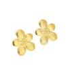 Pendientes de Acero de Titanio con Textura Plisada de Flor de Personalidad Exagerada Europea y Americana Pendientes de Flor de Cinco Pétalos de Diseño Retro Dorados para Mujer
