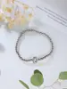 Pulsera de cuentas elástica con letra A pequeña brillante de globo 14k para niñas, pulsera de cuentas de cobre, nueva de otoño