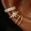 Brincos de Clipe Full Diamond Europeus e Americanos de Venda Quente Transfronteiriça para Mulheres, Luxo Leve, Estilo Elegante e de Alta Qualidade, Argolas de Orelha Sem Furo, Brincos de Zircônia Brilhantes