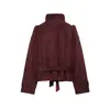 ZA ropa de mujer de comercio exterior transfronterizo europeo y americano, artículo de venta caliente en AliExpress, chaqueta corta de moda casual con cuello alto, abotonada, con cordones