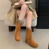 Botines Retro de Otoño Temprano para Mujer 2026 Nuevos Populares Botas Gruesas de Algodón para Otoño e Invierno con Forro de Felpa, Botas tipo Martin, Suela Plana, Estilo Apilado
