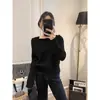 Estilo Nuevo Otoño e Invierno Dulce y Suave Suéter de Canalé de Una Sola Línea para Mujer, Color Sólido, Adelgazante, Suave y Acogedor Jersey de Punto de Lana
