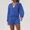 Pantalones cortos deportivos de tres puntos para correr transfronterizos europeos y americanos, traje informal para mujer, ropa de yoga con cremallera, chaqueta con capucha y top