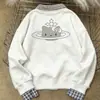 Sudadera Juvenil Versátil con Estampado Divertido de Hello Kitty, Falso Dos Piezas para Mujer, Estilo Coreano Casual Holgado, Otoño e Invierno 2025